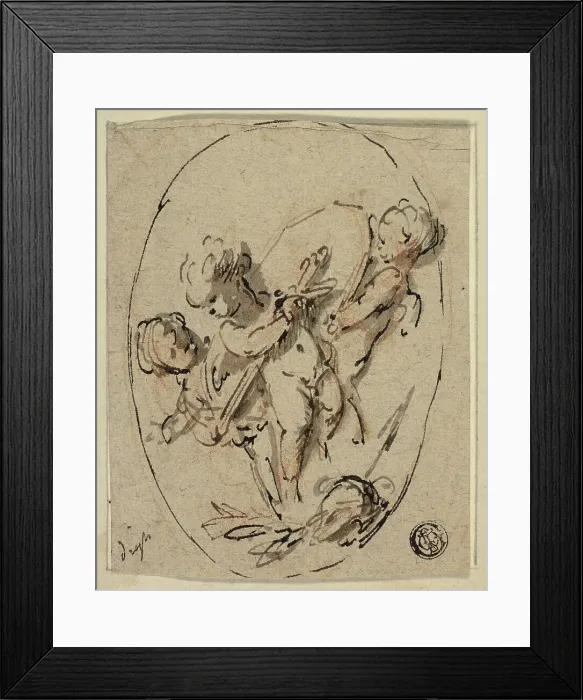 Framed Print : Putti with Shield and Sword, n.d. Creator: Jacob de Wit Framed Print : Putti with Shield and Sword, n.d. Creator: Jacob de Wit