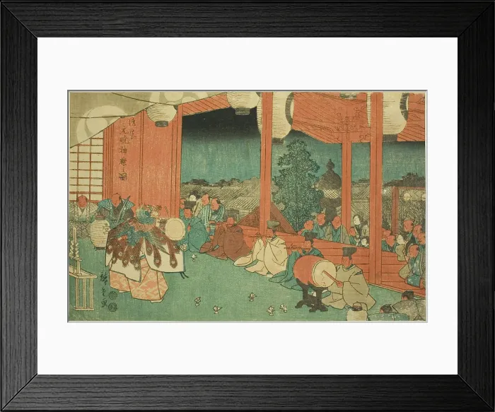 Framed Print : The Sacred Dance at the Shinmei Shrine in Shiba at Dawn (Shiba Shinmei, Omiya gengyo... c. 1847 / 52. Creator: Ando Hiroshige) Framed Print : The Sacred Dance at the Shinmei Shrine in Shiba at Dawn (Shiba Shinmei, Omiya gengyo... c. 1847 / 52. Creator: Ando Hiroshige)