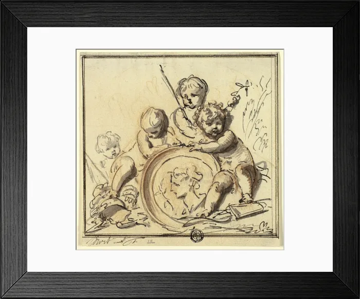 Framed Print : Putti with Medallion, n.d. Creator: Jacob de Wit Framed Print : Putti with Medallion, n.d. Creator: Jacob de Wit