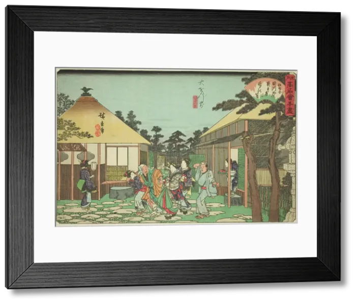 Framed Print : The Tagawaya Restaurant in Front of Daionji (Daionji mae, Tagawaya), from the series... c. 1838 / 40. Creator: Ando Hiroshige Framed Print : The Tagawaya Restaurant in Front of Daionji (Daionji mae, Tagawaya), from the series... c. 1838 / 40. Creator: Ando Hiroshige
