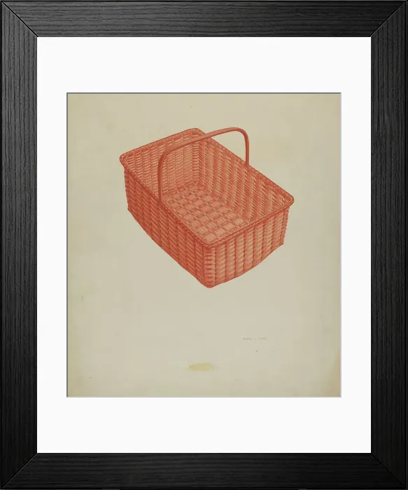 Framed Print : Shaker Laundry Basket, c. 1939. Creator: Orville A. Carroll Framed Print : Shaker Laundry Basket, c. 1939. Creator: Orville A. Carroll