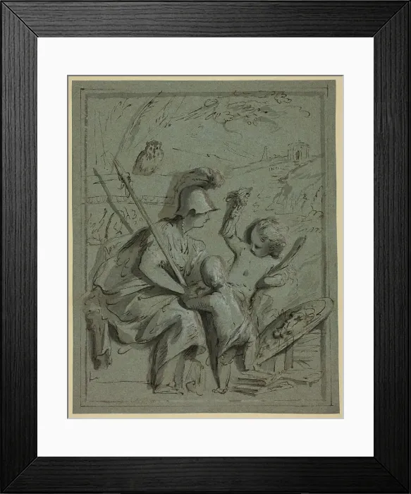 Framed Print : Minerva with Two Putti, n.d. Creator: Jacob de Wit Framed Print : Minerva with Two Putti, n.d. Creator: Jacob de Wit