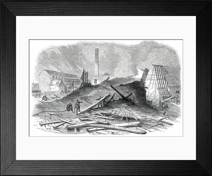 Framed Print : Ruins of the Great Fire at Bermondsey, 1850. Creator: Unknown Framed Print : Ruins of the Great Fire at Bermondsey, 1850. Creator: Unknown