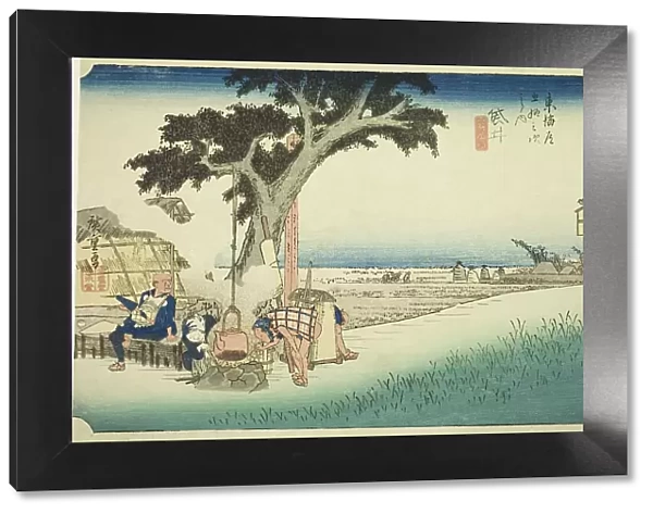 Fukuroi: Tea Stall (Fukuroi, dejaya no zu), from the series 'Fifty-three Stations of... c. 1833 / 34. Creator: Ando Hiroshige. Fukuroi: Tea Stall (Fukuroi, dejaya no zu), from the series 'Fifty-three Stations of... c. 1833 / 34