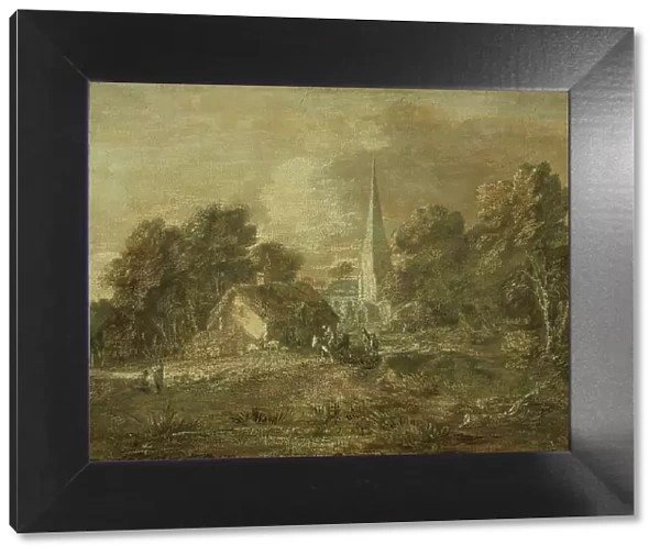 Wooded Landscape with Village Scene, early 1770s (not later than 1772). Creator: Thomas Gainsborough