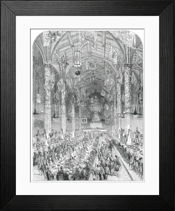 Framed Print : The Banquet in the Guildhall at York, 1850. Creator: Unknown Framed Print : The Banquet in the Guildhall at York, 1850. Creator: Unknown
