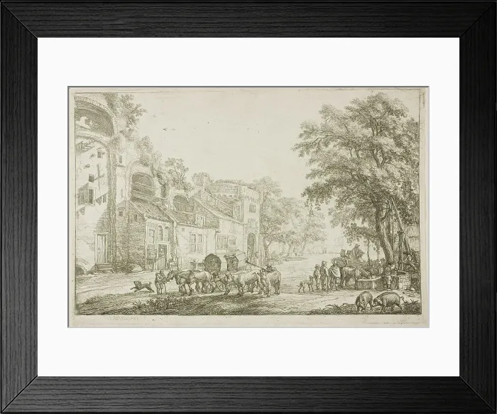 Framed Print : Market Town, n.d. Creator: Simon de Vlieger Framed Print : Market Town, n.d. Creator: Simon de Vlieger