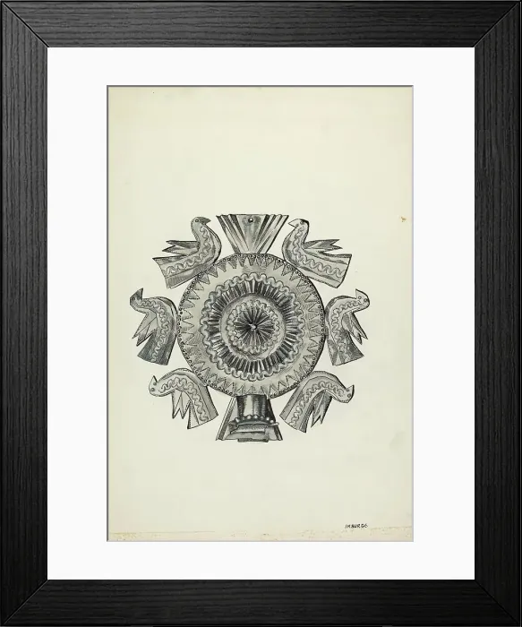Framed Print : Cut Tin Candle Holder, c. 1936. Creator: Irene M. Burge Framed Print : Cut Tin Candle Holder, c. 1936. Creator: Irene M. Burge
