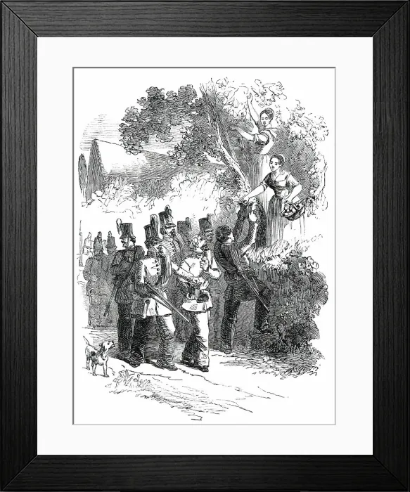 Framed Print : The War in Schleswig - Schleswig-Holstein Chasseurs on the March, 1850. Creator: Unknown Framed Print : The War in Schleswig - Schleswig-Holstein Chasseurs on the March, 1850. Creator: Unknown