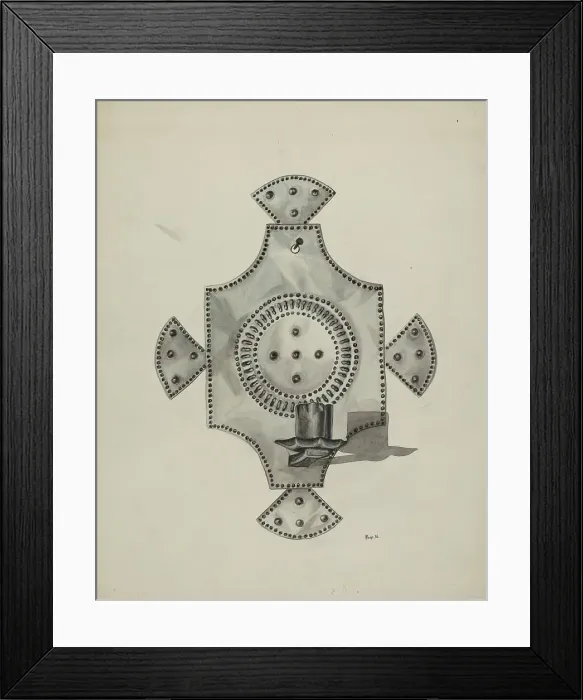 Framed Print : Cut Tin Candleholder (Candelero), 1936. Creator: Irene M. Burge Framed Print : Cut Tin Candleholder (Candelero), 1936. Creator: Irene M. Burge