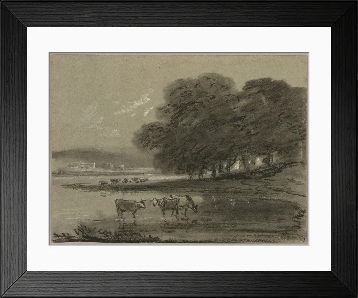 Framed Print : Landscape with Cows, n.d. Creators: Thomas Monro, Thomas Gainsborough