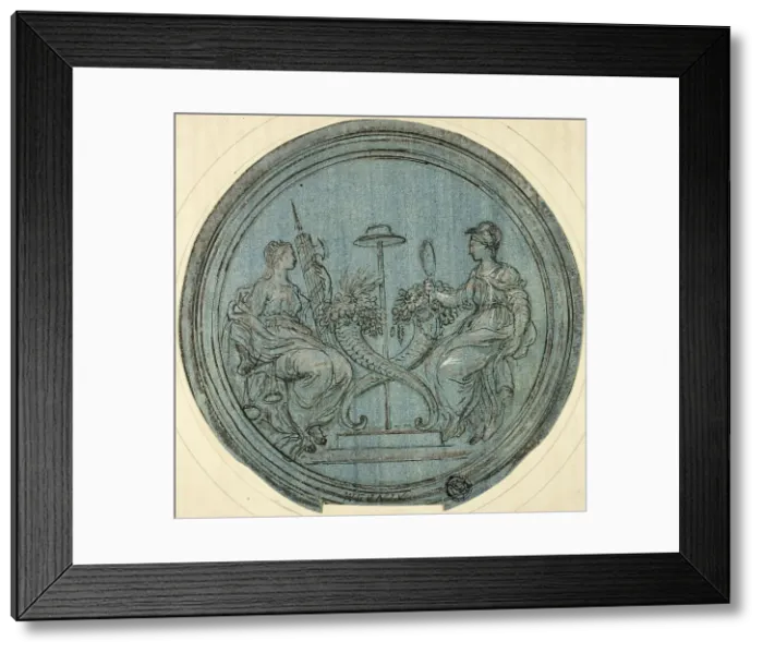 Framed Print : Roundel with Justice and Prudence, n.d. Creator: Jan Baptist Weenix Framed Print : Roundel with Justice and Prudence, n.d. Creator: Jan Baptist Weenix