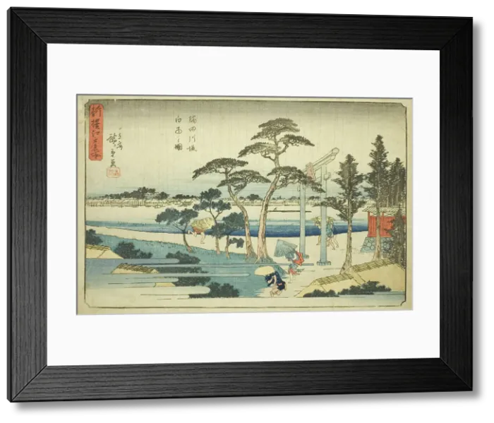 Framed Print : Shower at the Sumida River Embankment (Sumidagawa zutsumi hakuu no zu), from the... c. 1839 / 42. Creator: Ando Hiroshige Framed Print : Shower at the Sumida River Embankment (Sumidagawa zutsumi hakuu no zu), from the... c. 1839 / 42. Creator: Ando Hiroshige