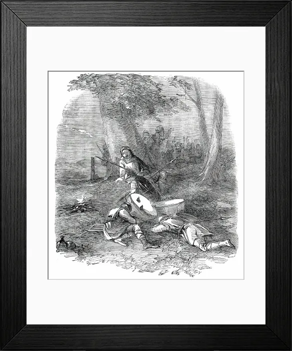 Framed Print : Hunting the Wren at Christmas - Origin of Hunting the Wren - the Bird Awakening the Danes, 1850. Creator: Unknown Framed Print : Hunting the Wren at Christmas - Origin of Hunting the Wren - the Bird Awakening the Danes, 1850. Creator: Unknown