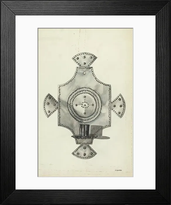 Framed Print : Cut Tin Candle Holder, 1936. Creator: Irene M. Burge