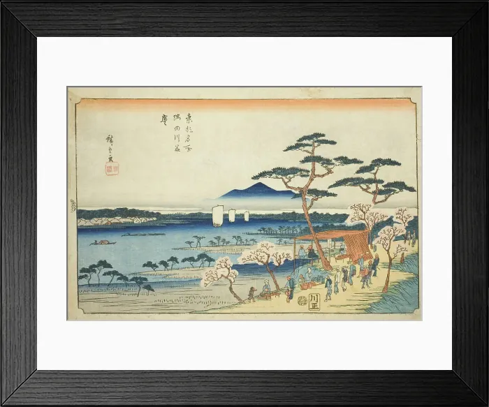 Framed Print : Cherry Blossoms in Full Bloom along the Sumida River (Sumidagawa hanazakari), from... c. 1839 / 42. Creator: Ando Hiroshige Framed Print : Cherry Blossoms in Full Bloom along the Sumida River (Sumidagawa hanazakari), from... c. 1839 / 42. Creator: Ando Hiroshige