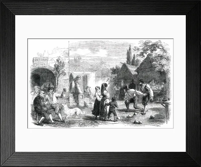 Framed Print : Osteria - Playing at Bowls - Rome, 1850. Creator: Unknown Framed Print : Osteria - Playing at Bowls - Rome, 1850. Creator: Unknown