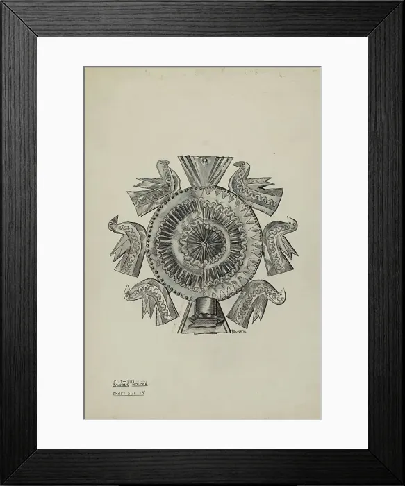 Framed Print : Cut Tin Candleholder, 1936. Creator: Irene M. Burge Framed Print : Cut Tin Candleholder, 1936. Creator: Irene M. Burge