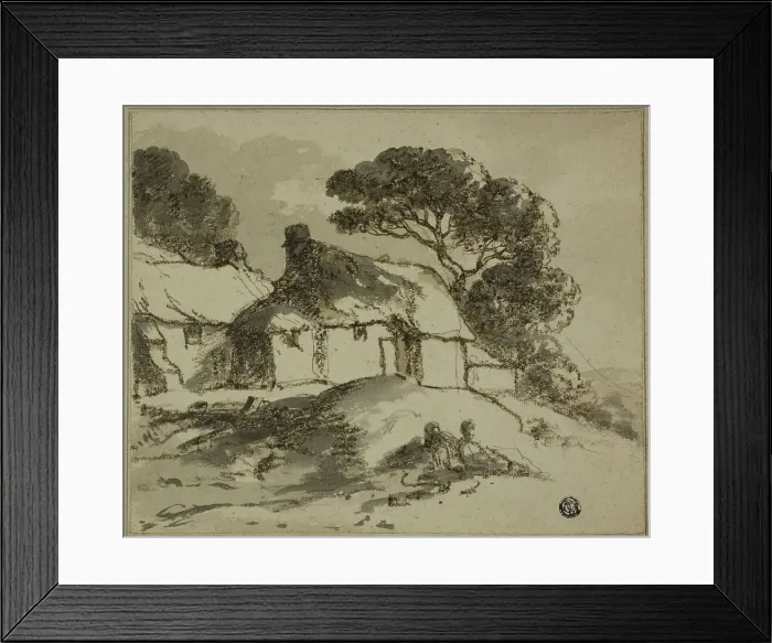 Framed Print : Cottages and Trees on Hillside, n.d. Creator: Thomas Monro Framed Print : Cottages and Trees on Hillside, n.d. Creator: Thomas Monro