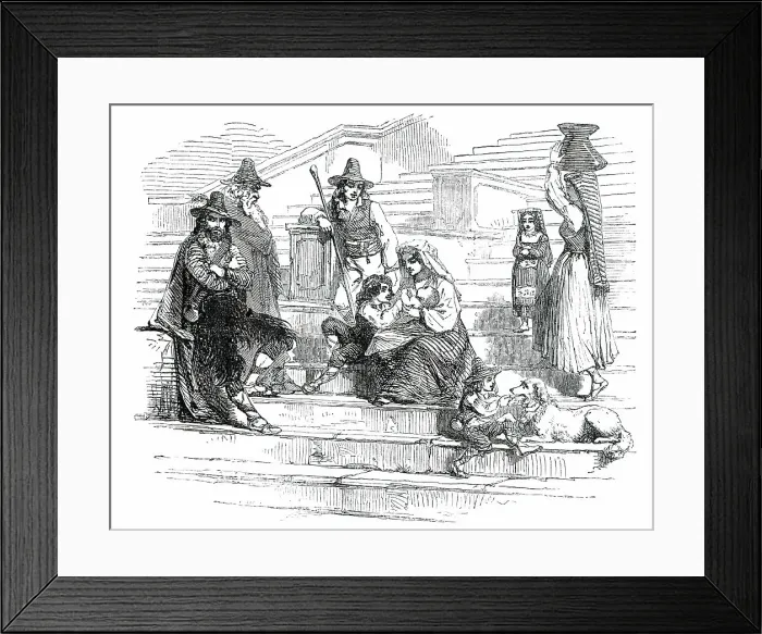 Framed Print : Artists Models on the Steps of the Trinita de Monte - Rome, 1850. Creator: Unknown Framed Print : Artists Models on the Steps of the Trinita de Monte - Rome, 1850. Creator: Unknown