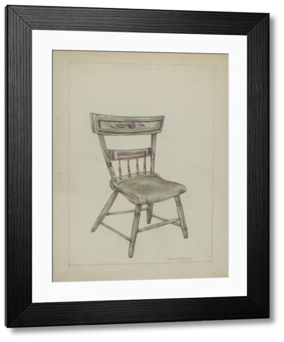 Framed Print : Pa. German Chair, c. 1940. Creator: Rosa Burger Framed Print : Pa. German Chair, c. 1940. Creator: Rosa Burger