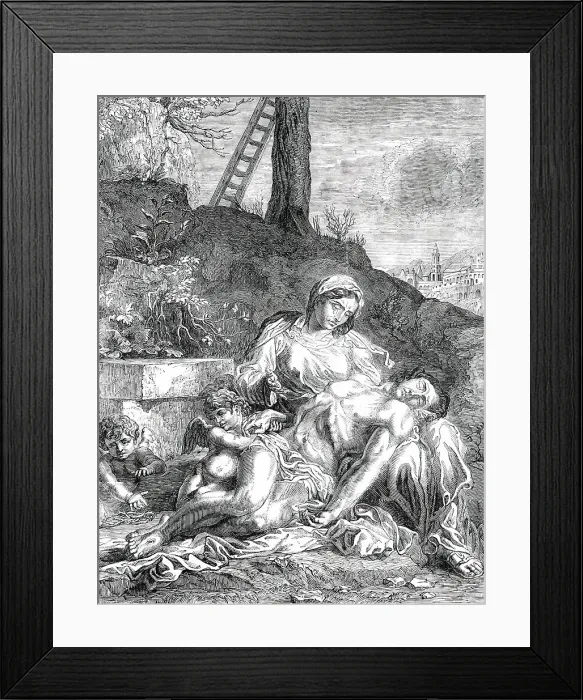 Framed Print : Pictures from the late King of Holland's Collection - Dead Christ, painted by Caracci, 1850. Creator: Unknown Framed Print : Pictures from the late King of Holland's Collection - Dead Christ, painted by Caracci, 1850. Creator: Unknown
