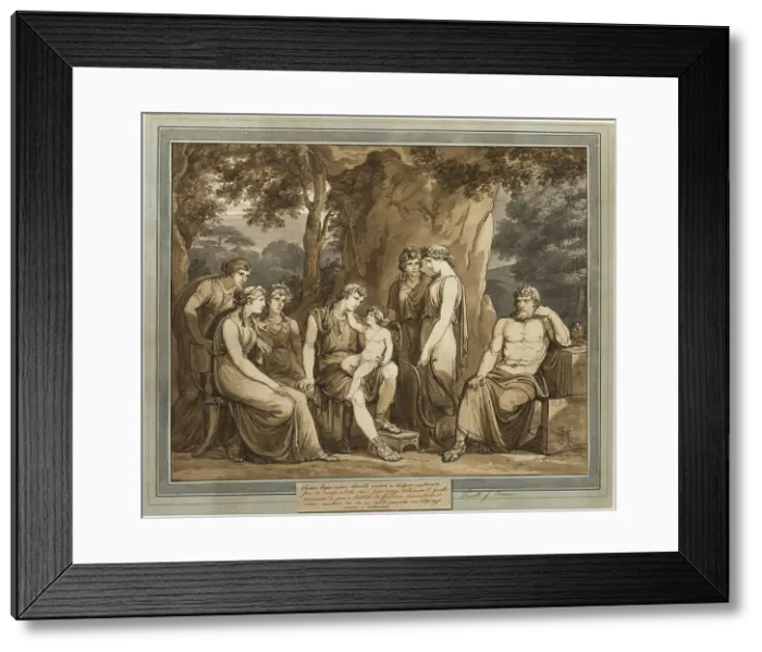 Framed Print : Calypso Watches Telemachus with Cupid on His Knee, While Mentor Watches in Anger... 1808. Creator: Bartolomeo Pinelli Framed Print : Calypso Watches Telemachus with Cupid on His Knee, While Mentor Watches in Anger... 1808. Creator: Bartolomeo Pinelli
