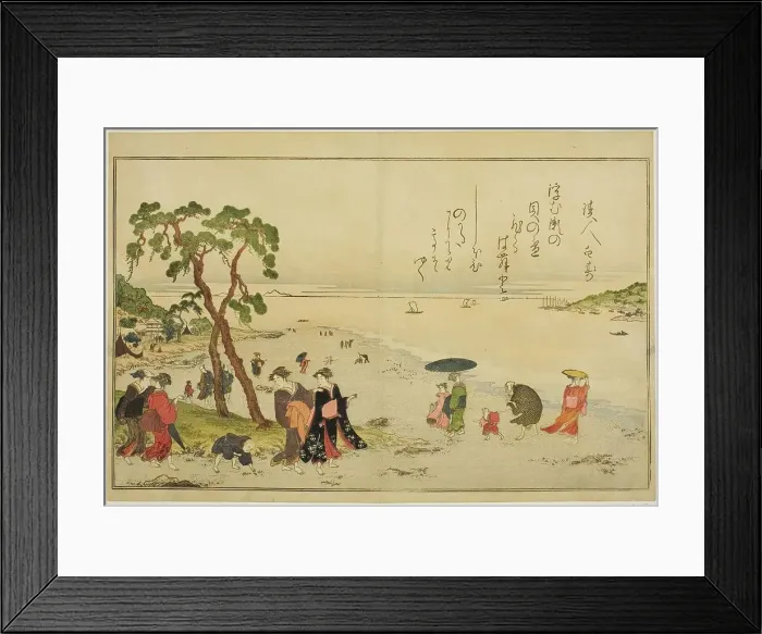 Framed Print : Gathering Shells at Low Tide, from the illustrated book Gifts from the Ebb Tide (Shiohi... 1789. Creator: Kitagawa Utamaro. Gathering Shells at Low Tide, from the illustrated book Gifts from the Ebb Tide (Shiohi... 1789)