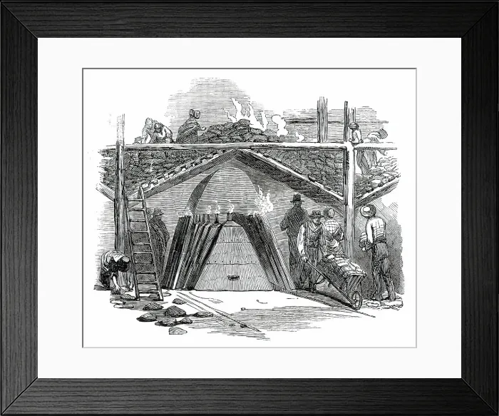 Framed Print : One of the Retorts for Burning the Turf into Charcoal, 1850. Creator: Smyth Framed Print : One of the Retorts for Burning the Turf into Charcoal, 1850. Creator: Smyth