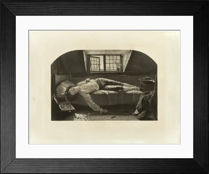 Framed Print : The Death of Chatterton, 1860. Creator: Thomas Oldham Barlow Framed Print : The Death of Chatterton, 1860. Creator: Thomas Oldham Barlow