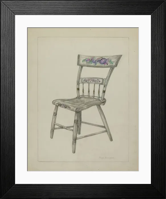 Framed Print : Pa. German Chair, c. 1940. Creator: Rosa Burger Framed Print : Pa. German Chair, c. 1940. Creator: Rosa Burger