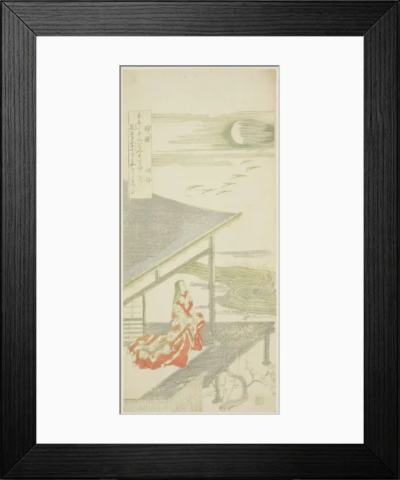 Framed Print : The Poet Ise Looking Up at a Flock of Returning Geese, from an untitled... Japan, early 1760s. Creator: Kitao Shigemasa Framed Print : The Poet Ise Looking Up at a Flock of Returning Geese, from an untitled... Japan, early 1760s. Creator: Kitao Shigemasa