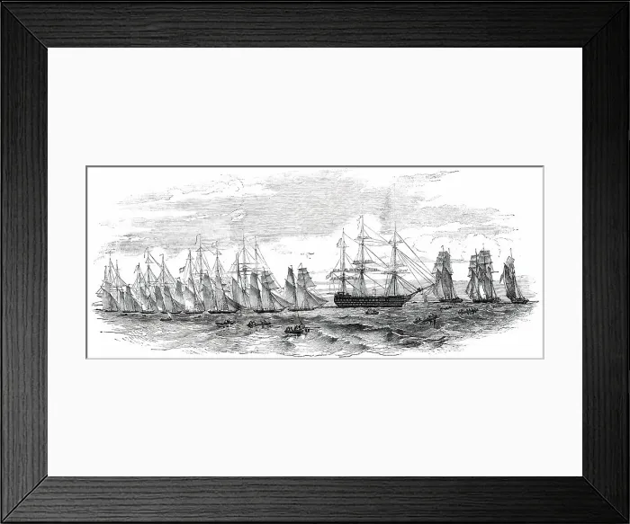 Framed Print : The Royal Yacht Squadron Saluting the French Squadron - sketched by the Hon. Dudley Pelham, 1850. Creator: Unknown Framed Print : The Royal Yacht Squadron Saluting the French Squadron - sketched by the Hon. Dudley Pelham, 1850. Creator: Unknown