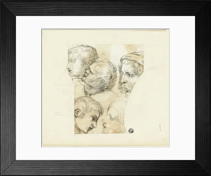 Framed Print : Sketches of Male Heads (recto); Two Old Women (verso), n.d. Creator: Thomas Patch Framed Print : Sketches of Male Heads (recto); Two Old Women (verso), n.d. Creator: Thomas Patch