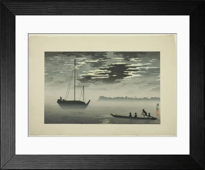 Framed Print : Moonlight through the Clouds off the Haneda Coast, Japan, 1929 (original...pub posthumously). Creator: Kobayashi Kiyochika Framed Print : Moonlight through the Clouds off the Haneda Coast, Japan, 1929 (original...pub posthumously). Creator: Kobayashi Kiyochika