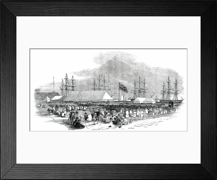 Framed Print : The Canterbury Colonists - scene at Gravesend, on Monday, 1850. Creator: Unknown Framed Print : The Canterbury Colonists - scene at Gravesend, on Monday, 1850. Creator: Unknown