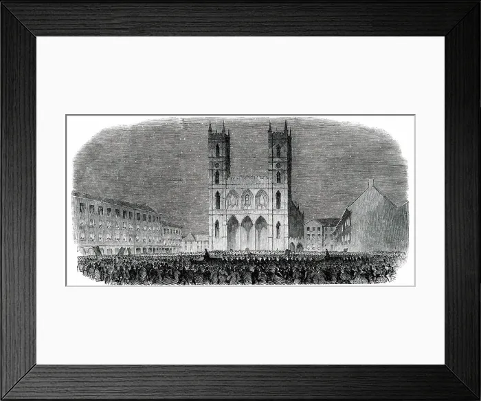 Framed Print : Torch-Light Procession in the Place d'Armes, at Montreal, 1850. Creator: Unknown Framed Print : Torch-Light Procession in the Place d'Armes, at Montreal, 1850. Creator: Unknown