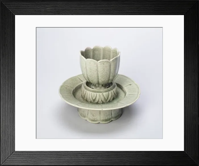 Framed Print : Lobed Cup and Stand with Floral Sprays and Stylized Leaves, North Korea, Goryeo... 12th  / 13th cent. Creator: Unknown