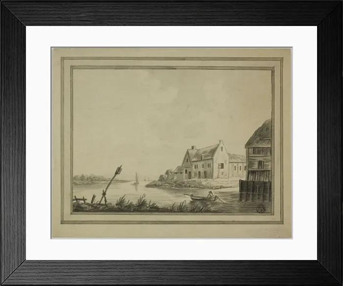 Framed Print : Houses on River or Canal, n.d. Creator: Unknown Framed Print : Houses on River or Canal, n.d. Creator: Unknown