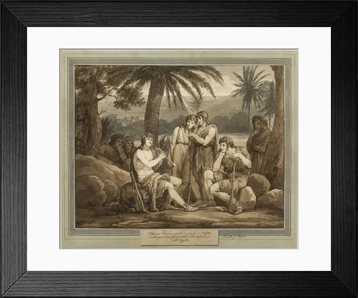 Framed Print : Telemachus Plays and Sings to the Shepherds in Egypt, from The Adventures of... 1808. Creator: Bartolomeo Pinelli Framed Print : Telemachus Plays and Sings to the Shepherds in Egypt, from The Adventures of... 1808. Creator: Bartolomeo Pinelli