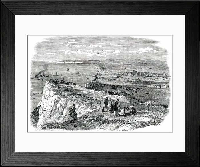 Framed Print : The Great Explosion at Seaford - Seaford Bay and Cliff, 1850. Creator: Unknown Framed Print : The Great Explosion at Seaford - Seaford Bay and Cliff, 1850. Creator: Unknown