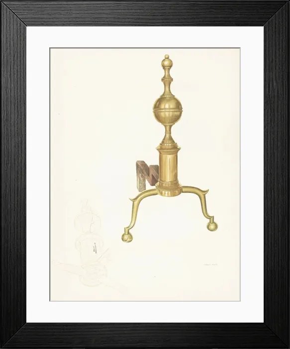 Framed Print : Brass Andirons, c. 1938. Creator: Robert Clark Framed Print : Brass Andirons, c. 1938. Creator: Robert Clark