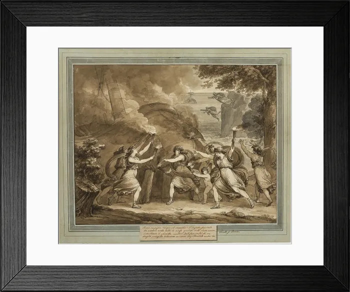 Framed Print : Cupid Advises Calypso to Set Fire to Mentor's Ship, from The Adventures of... 1808. Creator: Bartolomeo Pinelli Framed Print : Cupid Advises Calypso to Set Fire to Mentor's Ship, from The Adventures of... 1808. Creator: Bartolomeo Pinelli