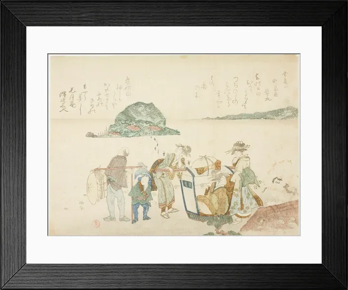 Framed Print : Visitors to Enoshima, from the album Mountains of the Four Quarters... Japan, early 19th century. Creator: Kubo Shunman. Visitors to Enoshima, from the album Mountains of the Four Quarters... Japan, early 19th century Framed Print : Visitors to Enoshima, from the album Mountains of the Four Quarters... Japan, early 19th century. Creator: Kubo Shunman. Visitors to Enoshima, from the album Mountains of the Four Quarters... Japan, early 19th century