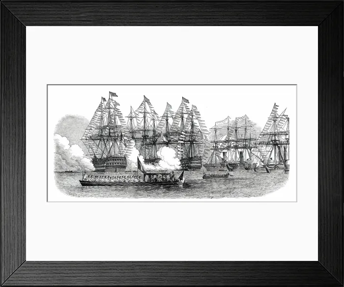 Framed Print : The French President Quitting the Squadron at Cherbourg, 1850. Creator: Unknown Framed Print : The French President Quitting the Squadron at Cherbourg, 1850. Creator: Unknown
