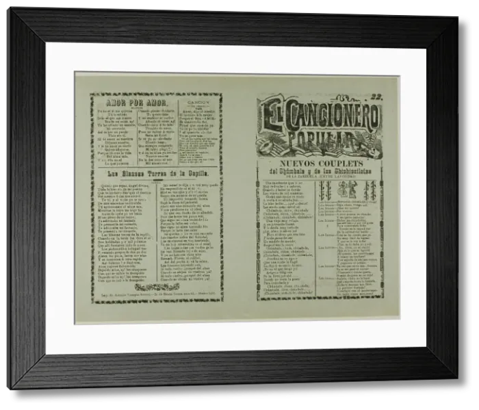 Framed Print : El cancionero popular, no. 22 (The Popular Songbook, No. 22), n.d. Creator: Unknown Framed Print : El cancionero popular, no. 22 (The Popular Songbook, No. 22), n.d. Creator: Unknown