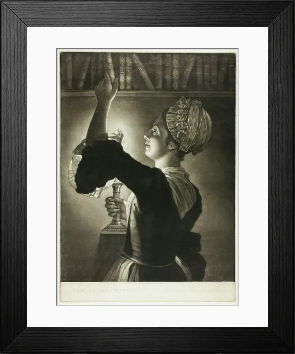 Framed Print : Female Lucubration: Étude Nocturne, 1772. Creator: Philip Dawe Framed Print : Female Lucubration: Étude Nocturne, 1772. Creator: Philip Dawe