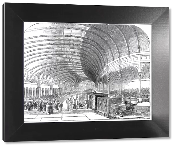 Reception of Her Majesty at the Great Central Railway Station, Newcastle-Upon-Tyne, 1850. Creator: Ebenezer Landells