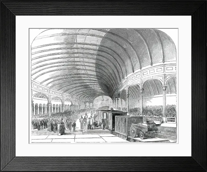 Framed Print : Reception of Her Majesty at the Great Central Railway Station, Newcastle-Upon-Tyne, 1850. Creator: Ebenezer Landells Framed Print : Reception of Her Majesty at the Great Central Railway Station, Newcastle-Upon-Tyne, 1850. Creator: Ebenezer Landells