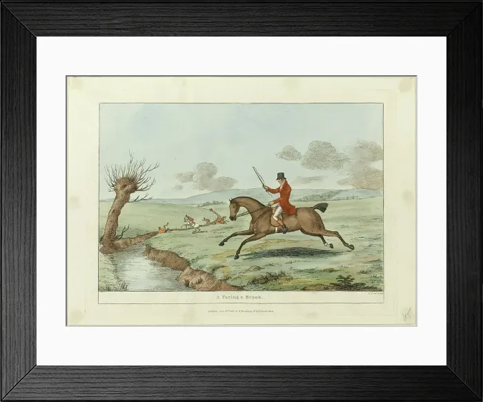 Framed Print : Facing a Brook, plate five from Indispensable Accomplishments, published June 24, 1811. Creator: Robert Frankland Framed Print : Facing a Brook, plate five from Indispensable Accomplishments, published June 24, 1811. Creator: Robert Frankland